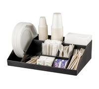 Baroni Home Organisateur de cuisine en plastique avec 10 compartiments, organisateur pour gobelets, couverts, sucre, cuillères, pailles et gobelets, design fonctionnel et facile à nettoyer, noir