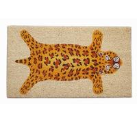 Baroni Home Paillasson d’Entrée en Fibre de Coco Peint à la Main, Tapis d’Entrée de Maison Facile à Nettoyer avec Fond Antidérapant en PVC, Paillasson Résistant, Cuir Léopard, 70x40 cm