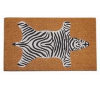 Baroni Home Paillasson d’Entrée en Fibre de Coco Peint à la Main, Tapis d’Entrée de Maison Facile à Nettoyer avec Fond Antidérapant en PVC, Paillasson Résistant, Cuir Zebre, 70x40 cm