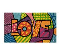 Baroni Home Paillasson d'entrée extérieur en Coco Peint à la Main, Style sicilien 70x40 cm Facile à Nettoyer et Super résistant (Love)