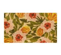 Baroni Home Paillasson en Gain de Place Coco Peint à la Main Facile à Nettoyer et Résistant, Tapis d’Entrée avec Dessous Antidérapante PVC, Fleurs Tons Chauds, 70x40 cm