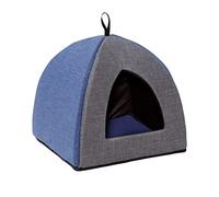 Baroni Home Panier pour Chat et Chien en Forme de Pyramide, Lit Made in Italy pour Animaux Domestiques Rembourré et Lavable, Confortable Hypoallergénique, Gris et Bleu, 40x40x36 cm