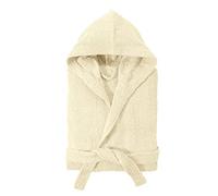 Baroni Home Peignoir à capuche en éponge, peignoir pour femmes et hommes, 100 % coton, absorbant et confortable, crème, M