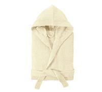 Baroni Home Peignoir éponge avec capuche, peignoir homme et femme 100 % coton, absorbant et confortable (L, crème)