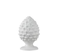 Baroni Home Pigna Sicilienne en Porcelaine Peint à la Main, Pigna Accessoire Décoratif de Salon, Pomme de Pin Traditionnelle, Porte-Bonheur et Surmeuble, Blanc, 8,5x8,5x14 cm (S)