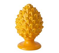 Baroni Home Pigna Sicilienne en Porcelaine Peint à la Main, Pigna Accessoire Décoratif de Salon, Pomme de Pin Traditionnelle, Porte-Bonheur et Surmeuble, Jaune, 8,5x8,5x14 cm (S)