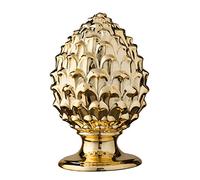 Baroni Home Pigna Sicilienne en Porcelaine Peint à la Main, Pigna Accessoire Décoratif de Salon, Pomme de Pin Traditionnelle, Porte-Bonheur et Surmeuble, Or, 8,5x8,5x14 cm (S)