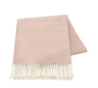 Baroni Home Plaid en Mélange de Coton Carré, Plaid Chaud de Canapé, Couverture Made in Italy, Couverture Hiver et Mi-Saison, Rose Poudré et Gris, 130x170 cm