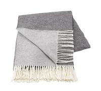 Baroni Home Plaid en Mélange de Coton Carré, Plaid Chaud de Canapé, Couverture Made in Italy, Couverture Hiver et Mi-Saison, Gris Clair et Gris Foncé, 130x170 cm