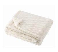 Baroni Home Plaid Polaire en Microfibre de Polyester, Plaid Chaud pour Canapé, Couverture d’Hiver Simple pour Lit Doux et Chaude, Plaid Plaisant pour Cadeau (Crème, 130x160cm)