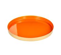 Baroni Home Plateau de service, pièce maîtresse moderne, plateau décoratif ou vidange en métal, design élégant rond, or et orange - 32 x 32 x 2 cm (rond orange)