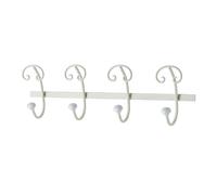 Baroni Home Porte-manteau mural shabby chic en fer avec 4 crochets doubles 8 places - Design mural décoratif, porte-manteau d'entrée, 59 x 9 x 18 cm (blanc)