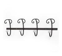 Baroni Home Porte-manteau mural shabby chic en fer avec 4 crochets doubles 8 places - Design mural décoratif, porte-manteau d'entrée, 59 x 9 x 18 cm (Noir)