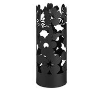 Baroni Home Porte Parapluie Design Moderne en métal ajourné en forme de fleurs, porte-parapluies avec 2 Crochets et bac d'égouttement extractible, 4 pieds antidérapant en caoutchouc, Noir, 49x19 cm
