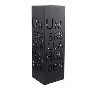 Baroni Home Porte Parapluie Design moderne en métal, Porte-parapluies avec écrit Umbrella Holder, avec bac d'égouttement extractible et crochet dans l'intérieur, Noir , 49x15,5 cm
