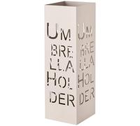 Baroni Home Porte Parapluie Design moderne en métal, Porte-parapluies avec écrit Umbrella Holder, avec bac d'égouttement extractible et crochet dans l'intérieur, Taupe , 49x15,5 cm
