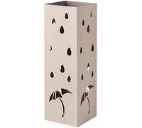 Baroni Home Porte Parapluie en Métal Carré en Style Moderne avec Sculpture, Porteparapluies avec Crochets et Bac d'égouttement Amovible, Gris Taupe, 49x15,5x15,5 cm