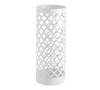 Baroni Home Porte Parapluie en métal en Style Ajouré Classique, Porteparapluies avec crochets et bac d'égouttement Amovible, Blanc, 49x19x19 cm
