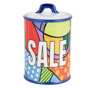 Baroni Home Porte Sel en Céramique Décoré, Pot de Rangement de Cuisine avec Couvercle Hermétique pour Sauver l’Arôme, Pot à Sel Ligne Pop, 11x11x17 cm