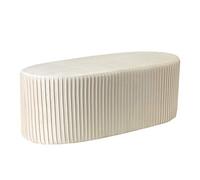 Baroni Home Pouf Banc Ovale en Velours Plissé, Repose-Pieds rembourré pour Chambre, Tabouret Confortable en Velours de Séjour, 101x42x37 cm, Blanc