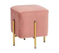 Baroni Home Pouf en Velours pour Salon, Tabouret avec Jambes Or, Repose-Pieds Confortable de Séjour, 33x33x38 cm, Rose Poudré