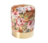 Baroni Home Pouf, Repose-Pieds avec Rangement, en Velours, avec Bande en Or, 31x31x39 cm - Fleurs