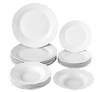 Baroni Home Service d'assiettes de 18 pièces en porcelaine et grès, servi de table colorée pour 6 personnes, assiette creuse, assiette, fruits ou sucré (Lotus)