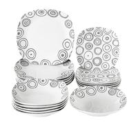 Baroni Home, service de vaisselle de 18 pièces en porcelaine et faïence, ensemble de vaisselle coloré pour 6 personnes, comprenant des assiettes à soupe, des assiettes plates et des assiettes à