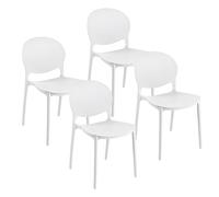 Baroni Home Set de 4 Chaises en Plastique Blanc - Empilables, sans Montage, Faciles à Nettoyer, avec Pieds Antidérapants, pour Cuisine, Salon, Salle à Manger, 46x50x80 cm