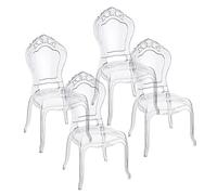 Baroni Home Set de 4 Chaises en Polycarbonate Transparent, Assise au Design Élégant Empilable et Imperméable pour Salon, Salle à Manger, Chambre à Coucher, 48X46X98 cm, Émerli