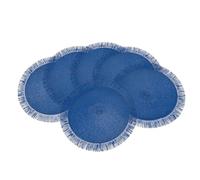 Baroni Home Set de 6 Nappes Rondes en Paille Synthétique Colorée, Nappes sous-Plat, Nappe Américaine pour Le Petit Déjeuner, Diamètre 38 cm, Bleu