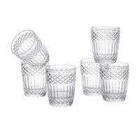 Baroni Home Set de 6 Verres en Verre Décorés avec Finitions en Relief de 30 ompatibles Lave-Vaisselle, 8x8x10 cm, Transparent