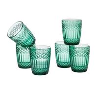 Baroni Home Set de 6 Verres en Verre Décorés avec Finitions en Relief de 30 ompatibles Lave-Vaisselle, 8x8x10 cm, Vert