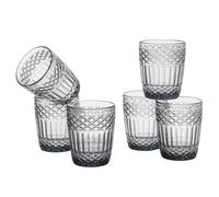 Baroni Home Set de 6 Verres en Verre Décorés avec Finitions en Relief de 30 ompatibles Lave-Vaisselle, 8x8x10 cm, Fumé