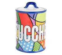 Baroni Home Sucrier en Céramique Décoré, Pot de Rangement de Cuisine avec Couvercle Hermétique pour Sauver l’Arôme, Pot à Sucre Ligne Pop, 11x11x17 cm