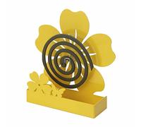 Baroni Home Support Spirale Anti-Moustiques, Porte-Encens, Porte-Plante en Métal pour Intérieur et Extérieur, 14x5x19 cm, Fleur, Jaune