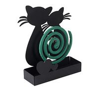 Baroni Home Support Spirale Anti-Moustiques, Porte-Encens, Porte-Plante en Métal pour Intérieur et Extérieur, 16x5x18 cm, Chats, Noir