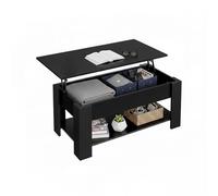 Baroni Home Table basse avec plateau élévable, récipient intérieur, table moderne avec étagère, table peu encombrante pour salon, 100 x 40 x 41,5 cm (Noir)