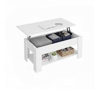 Baroni Home Table basse avec plateau élévable, récipient intérieur, table moderne avec étagère, table peu encombrante pour salon, 100 x 40 x 41,5 cm (blanc)