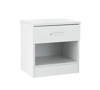 Baroni Home Table de Chevet avec 1 Tiroir et 1 Compartiment en Mélaminé, Table de Nuit de Chambre, Meuble Polyvalent, Table Basse Salon, Blanc, 37x30x39 cm