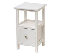 Baroni Home Table de Chevet en Bois, Petit Meuble Multifonction de Salon et Salle de Bain, Meuble 1 Tiroir et 1 Étagère, Blanc, 25x25x44 cm