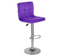 Baroni Home Tabouret de bar ou de cuisine en tissu rembourré, réglable et pivotant à 360°, avec dossier et repose-pieds, structure en acier chromé, (1 pièce, violet velours)
