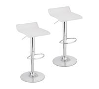 Baroni Home Tabouret de Bar Pivotant avec Hauteur Réglable, Base Chromée avec Repose-Pieds et Fond Anti-Rayures, Tabouret Cuisine et Péninsule, Facile à Installer, 38x45x59-79 cm, Blanc 2 pièces