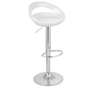 Baroni Home Tabouret de Bar Pivotant Hauteur Réglable, Assise en Plastique et Dossier, Base Chromée, Repose-Pieds et Fond Anti-Rayures, Tabouret de Cuisine et Péninsule, 37x45x59-79 cm, Blanc 1 pièce