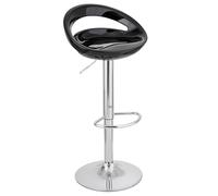 Baroni Home Tabouret de Bar Pivotant Hauteur Réglable, Assise en Plastique et Dossier, Base Chromée, Repose-Pieds et Fond Anti-Rayures, Tabouret de Cuisine et Péninsule, 37x45x59-79 cm, Noir 1 pièce