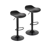 Baroni Home Tabouret de Bar Rotatif à 360°, Lot de 2 avec Hauteur réglable, Fond Anti-Rayures et Repose-Pieds, Cuisine, Restaurant, Bar, léger et Montage Facile, 41x40x64-86 cm, 2 pièces, Noir