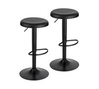 Baroni Home Tabouret pivotant sans Dossier, Hauteur réglable, en PP et Acier, pour Salle à Manger, Cuisine, Bar, léger et Facile à Monter, 35x35x55-76 cm, Noir, 2 pièces