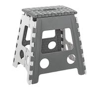 Baroni Home Tabouret Pliable en PVC porté 130 kg Léger et Résistant de Cuisine, Salle de Bain, Débarras, Jardin, Marchepied pour Enfants et Adulte Sécure, 29x22x39 cm (Taille L), Gris Clair