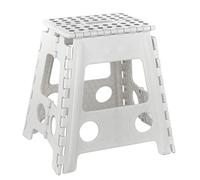 Baroni Home Tabouret Pliable en PVC porté 130 kg, Tabouret Léger et Résistant de Cuisine, Salle de Bain, Débarras, Jardin, Marchepied pour Enfants et Adulte Sécure, 29x22x39 cm (Taille L), Blanc