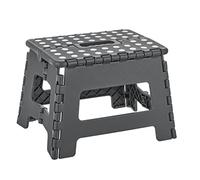 Baroni Home Tabouret Pliable en PVC porté 130 kg, Tabouret Léger et Résistant de Cuisine, Salle de Bain, Débarras, Jardin, Marchepied pour Enfants et Adulte Sécure, 29x22x22 cm (Taille M), Gris Foncé